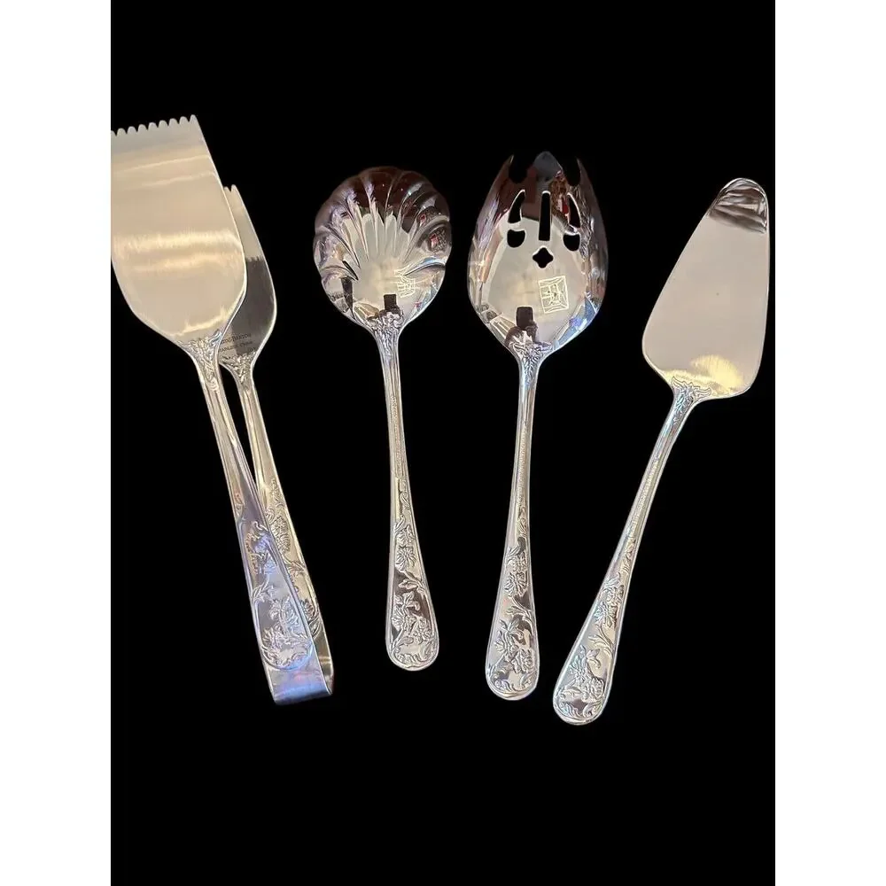 Reed & Barton Stainless Queen’s Garden 4 pc serving set Vintage Discontinued